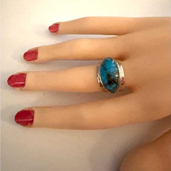 BBJ Turquoise Ring Sterling Silver 925 STUNNING 🔥 Size 6.75 Designer - Picture 3 of 5
